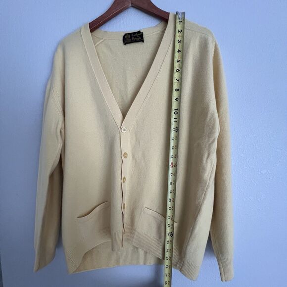 Vintage Cashmere by Pringle Scotland Cardigan Size 46 XL Yellow - Picture 5 of 6